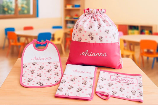 Set Asilo Personalizzato Topolina – 4 Pezzi
