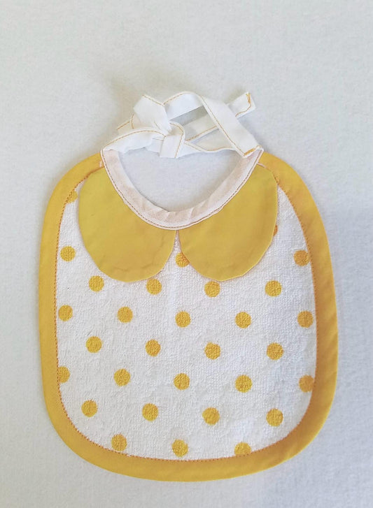 Bavetta con pois gialli e colletto giallo